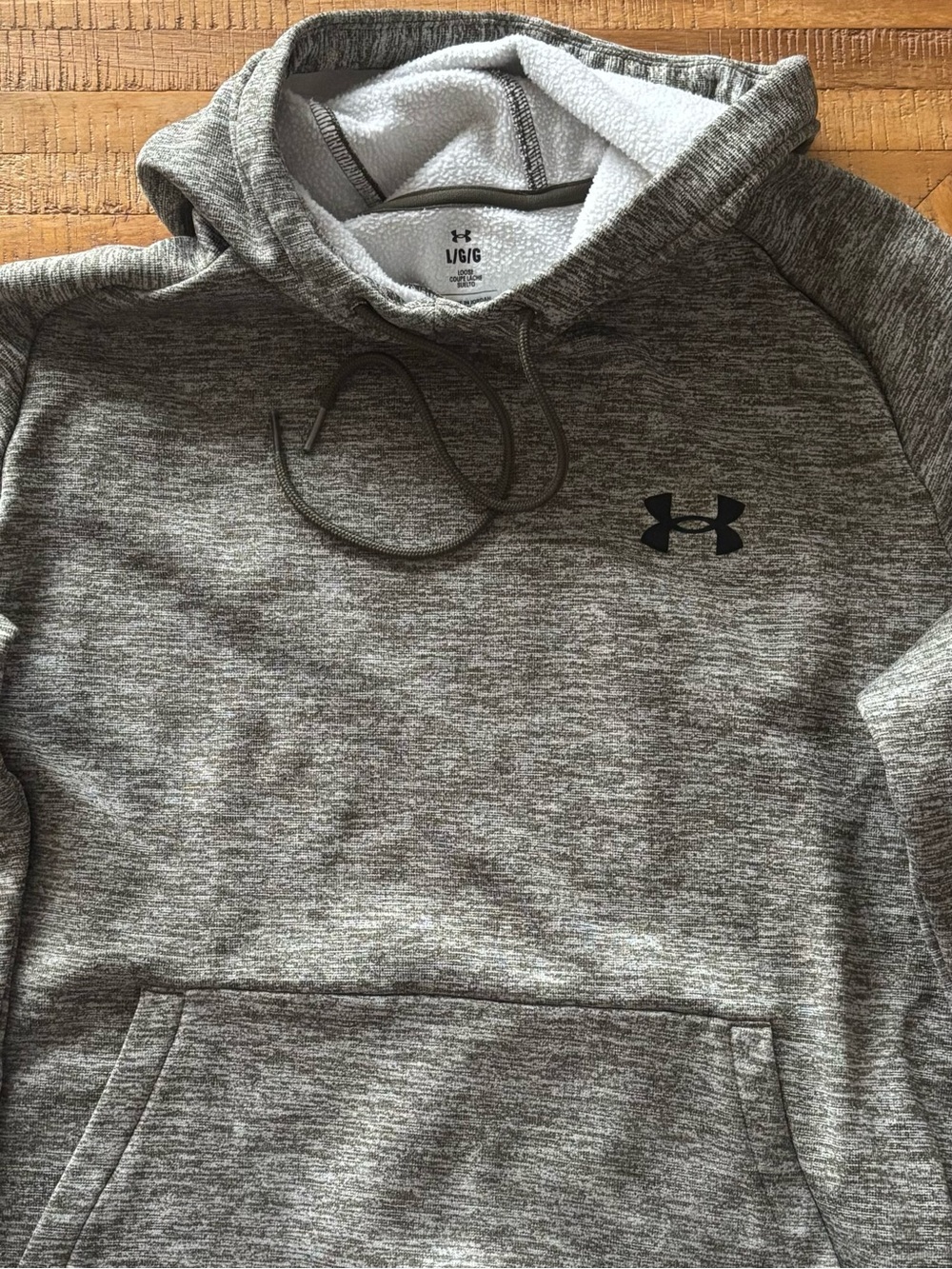 Under Armour White Sherpa-Lined Hoodie with Gray Trim